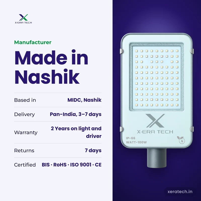 Xera Tech LED Street Light manufacturer in Nashik, Maharashtra – 2 Years warranty, pan-India delivery