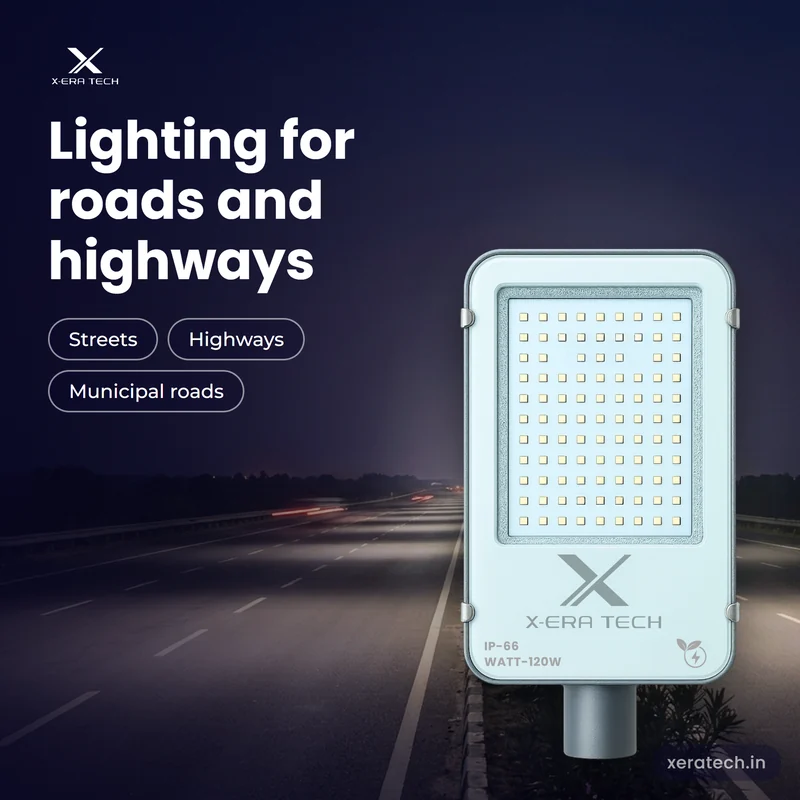 Xera Tech 120W LED Street Light for roads and highways at night in Maharashtra