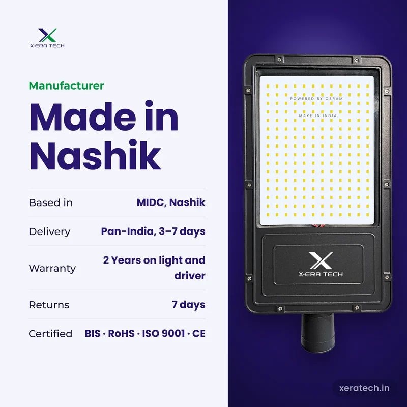 Xera Tech LED Street Light manufacturer in Nashik, Maharashtra – 2 Years warranty, pan-India delivery