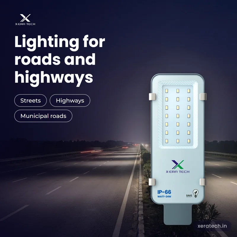 Xera Tech 24W LED Street Light for roads and highways at night in Maharashtra