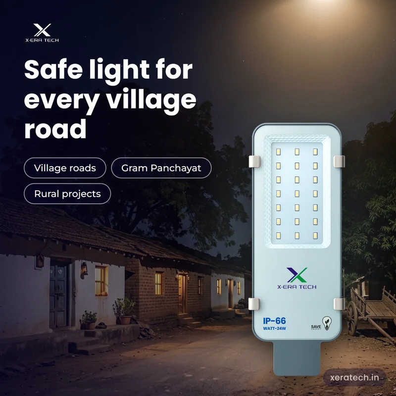 Xera Tech 24W LED Street Light for village roads at night in Maharashtra