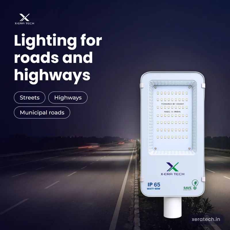Xera Tech 60W LED Street Light for roads and highways at night in Maharashtra