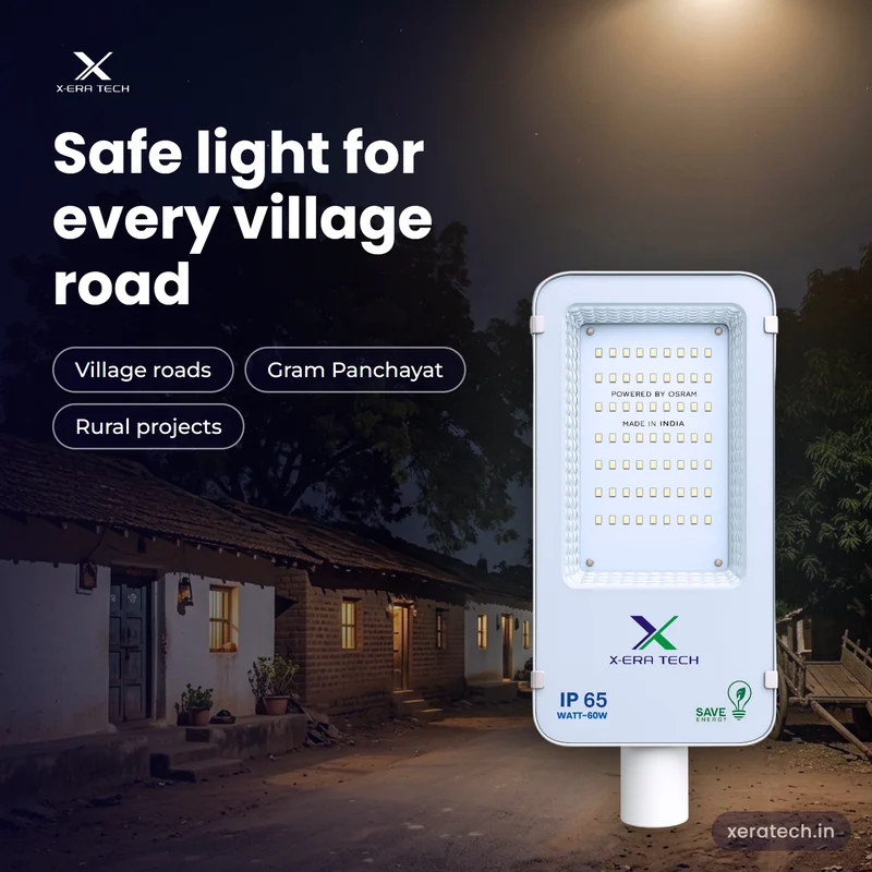 Xera Tech 60W LED Street Light for village roads at night in Maharashtra