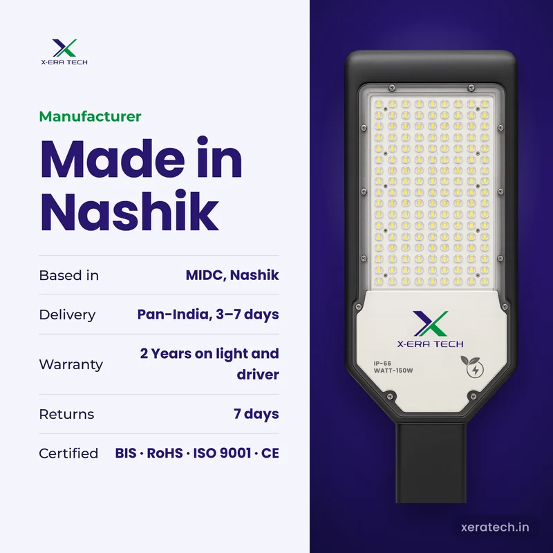 Xera Tech LED Street Light manufacturer in Nashik, Maharashtra – 2 Years warranty, pan-India delivery