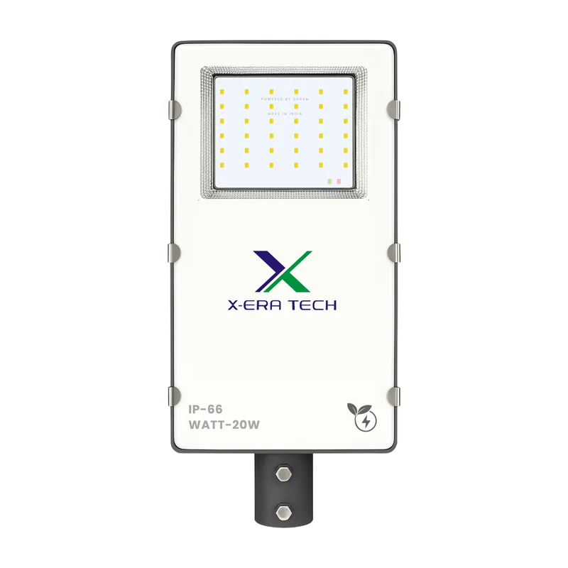 Xera Tech 20W Solar Street Light Semi Integrated Glass Model – front view of the 20W Solar Street Light