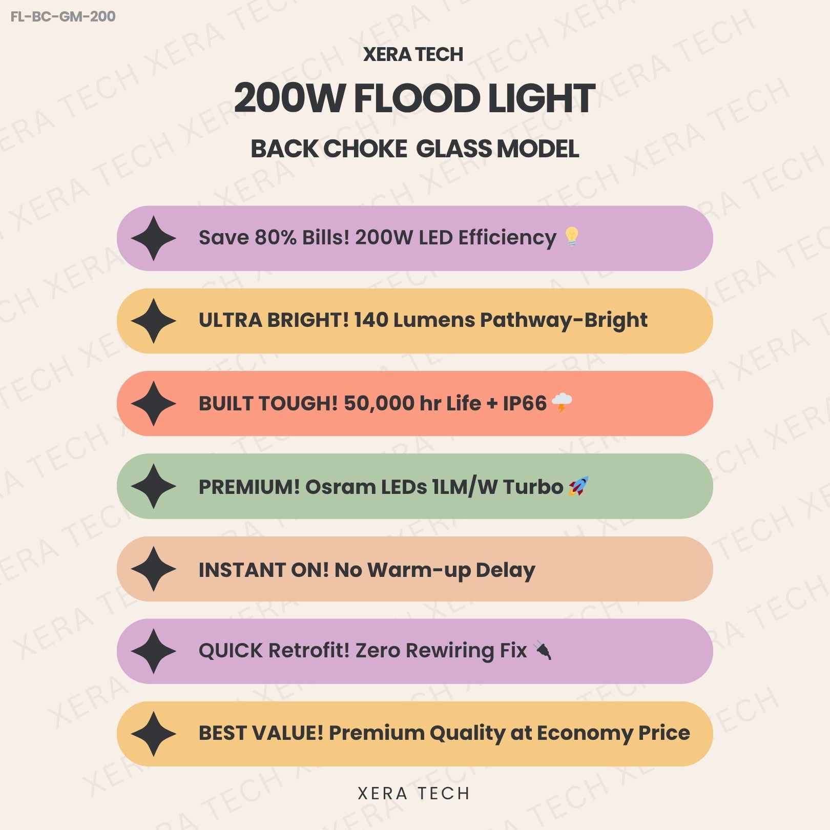 200W Flood Light Back Choke Glass Model - View 4