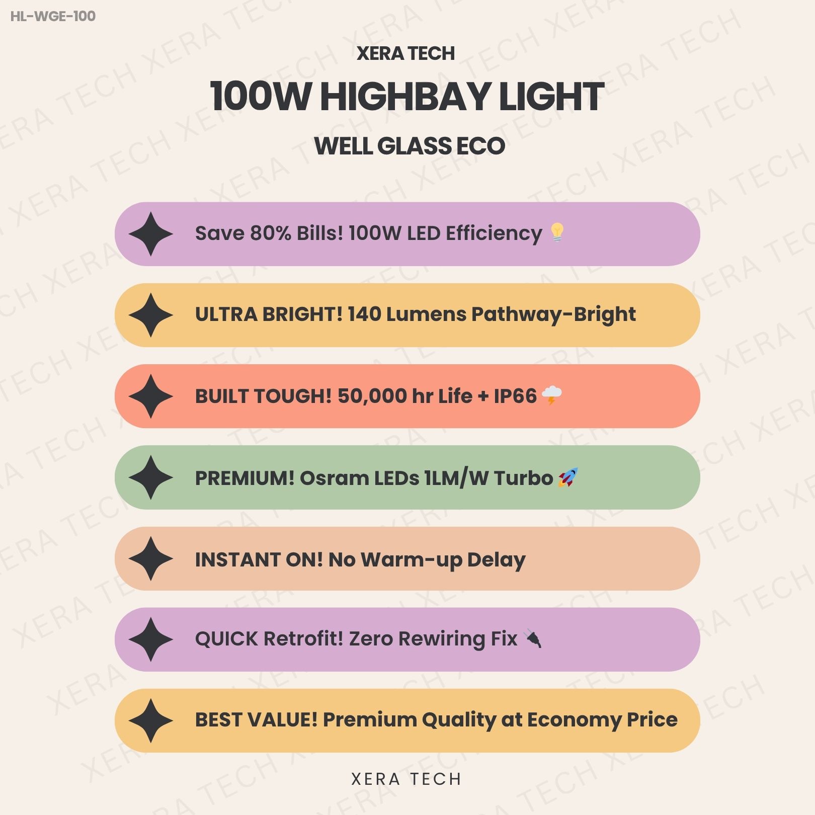 100W Highbay Light Well Glass Eco - View 4