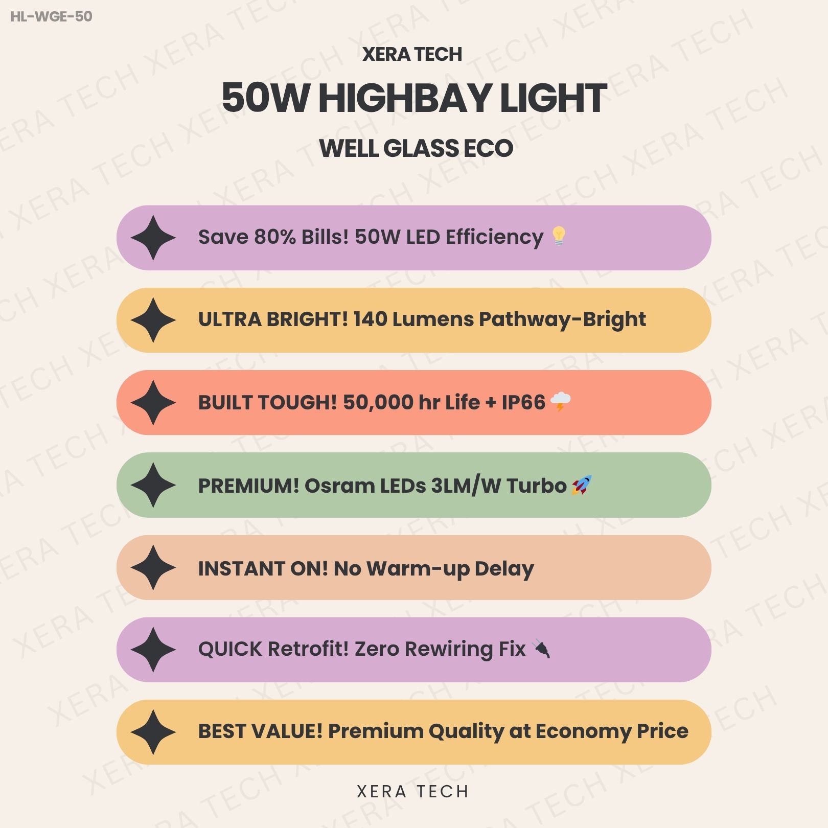 50W Highbay Light Well Glass Eco - View 4