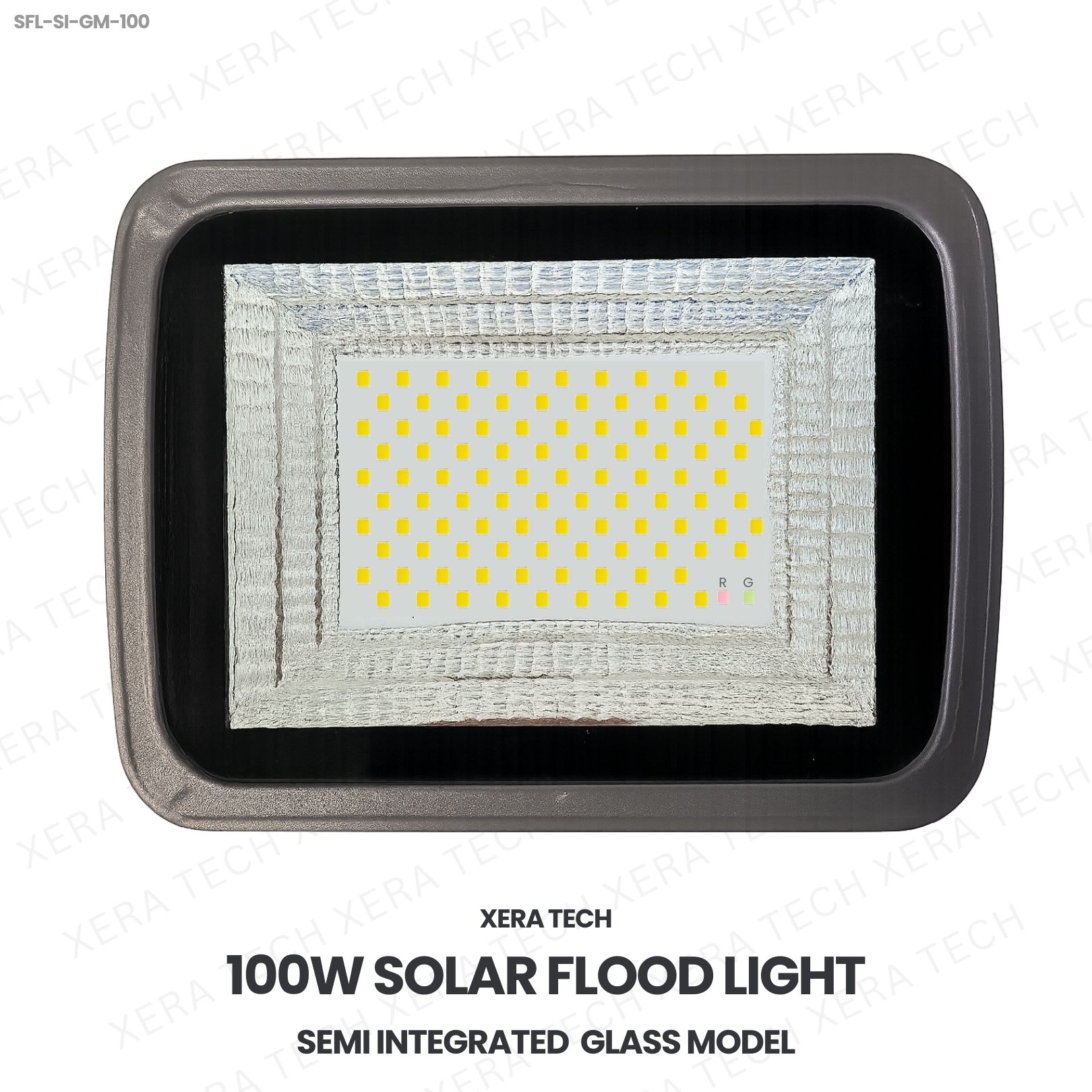 100W Solar Flood Light Semi Integrated Glass Model