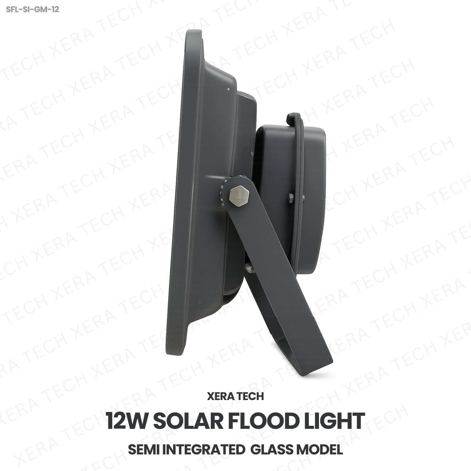 12W Solar Flood Light Semi Integrated Glass Model - View 3
