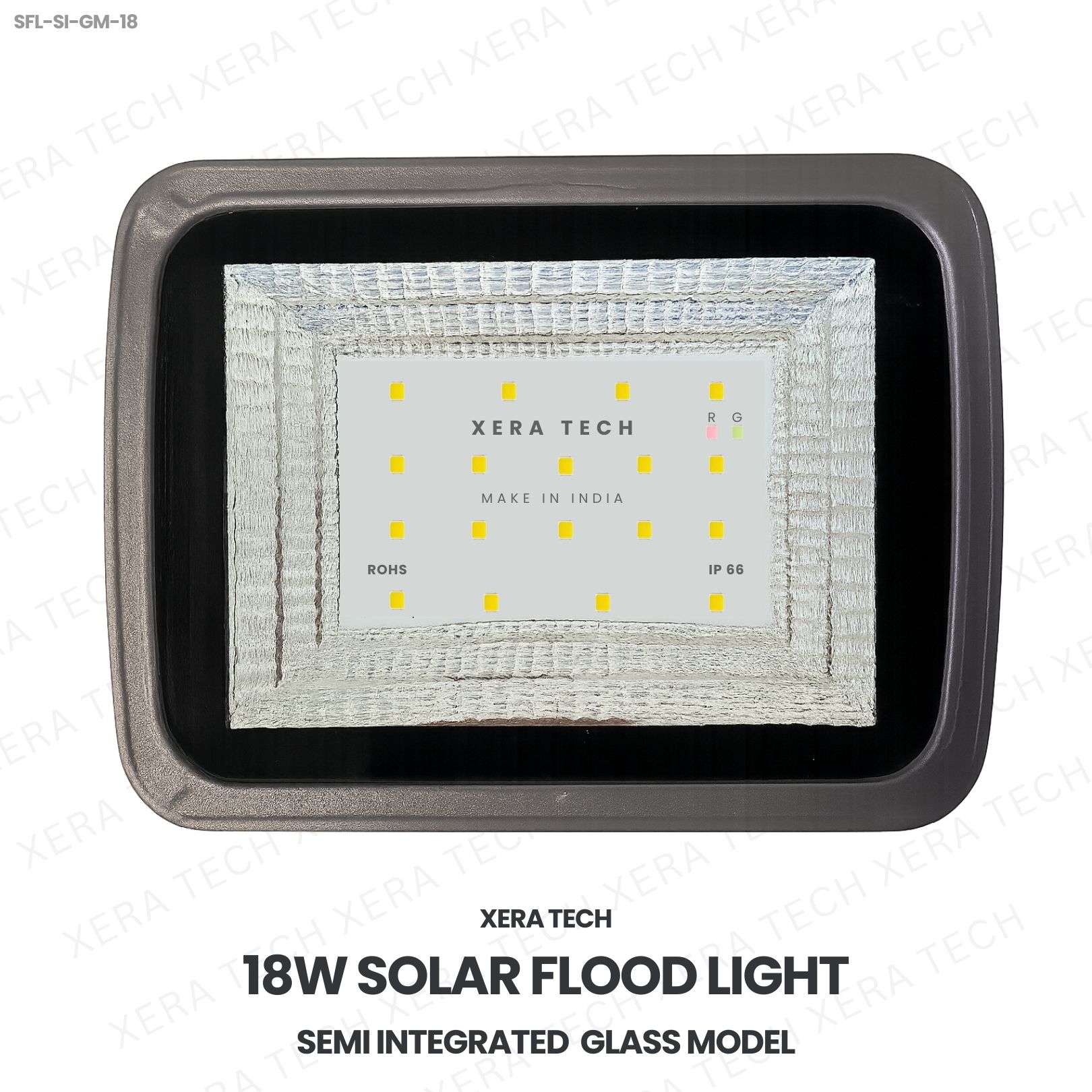 18W Solar Flood Light Semi Integrated Glass Model
