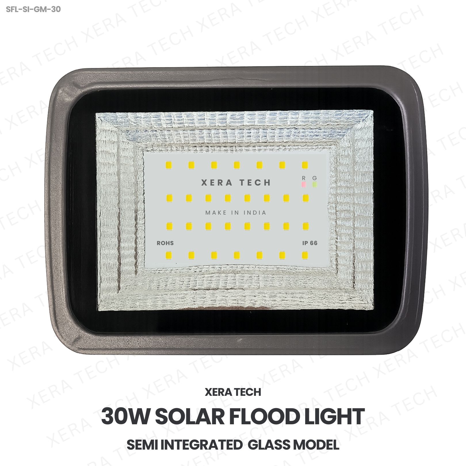 30W Solar Flood Light Semi Integrated Glass Model