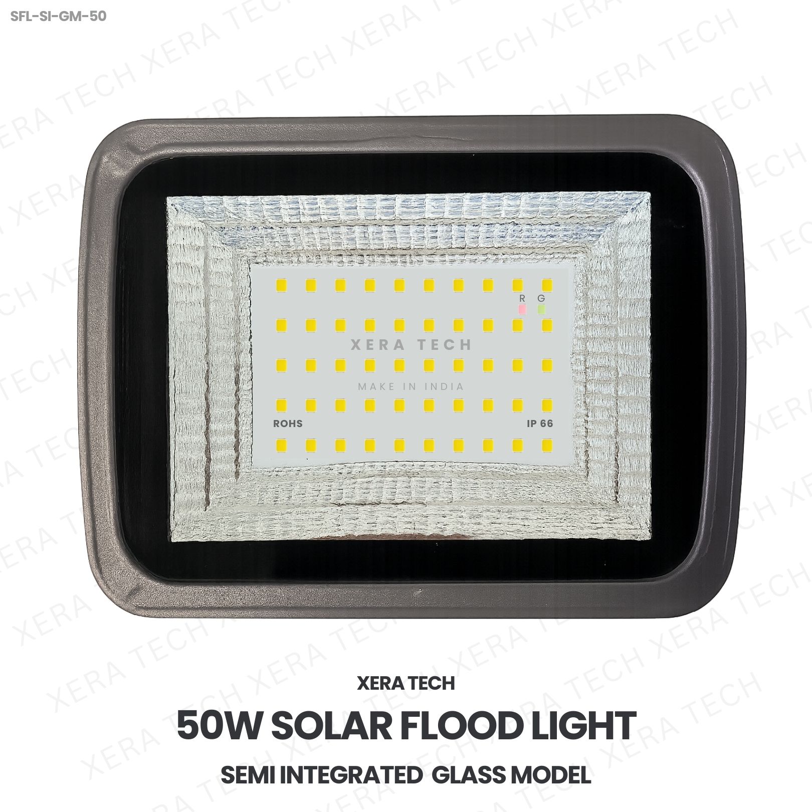 50W Solar Flood Light Semi Integrated Glass Model