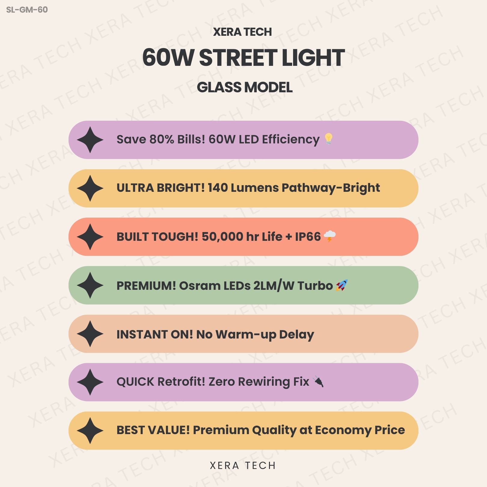 60W Street Light Glass Model - View 4