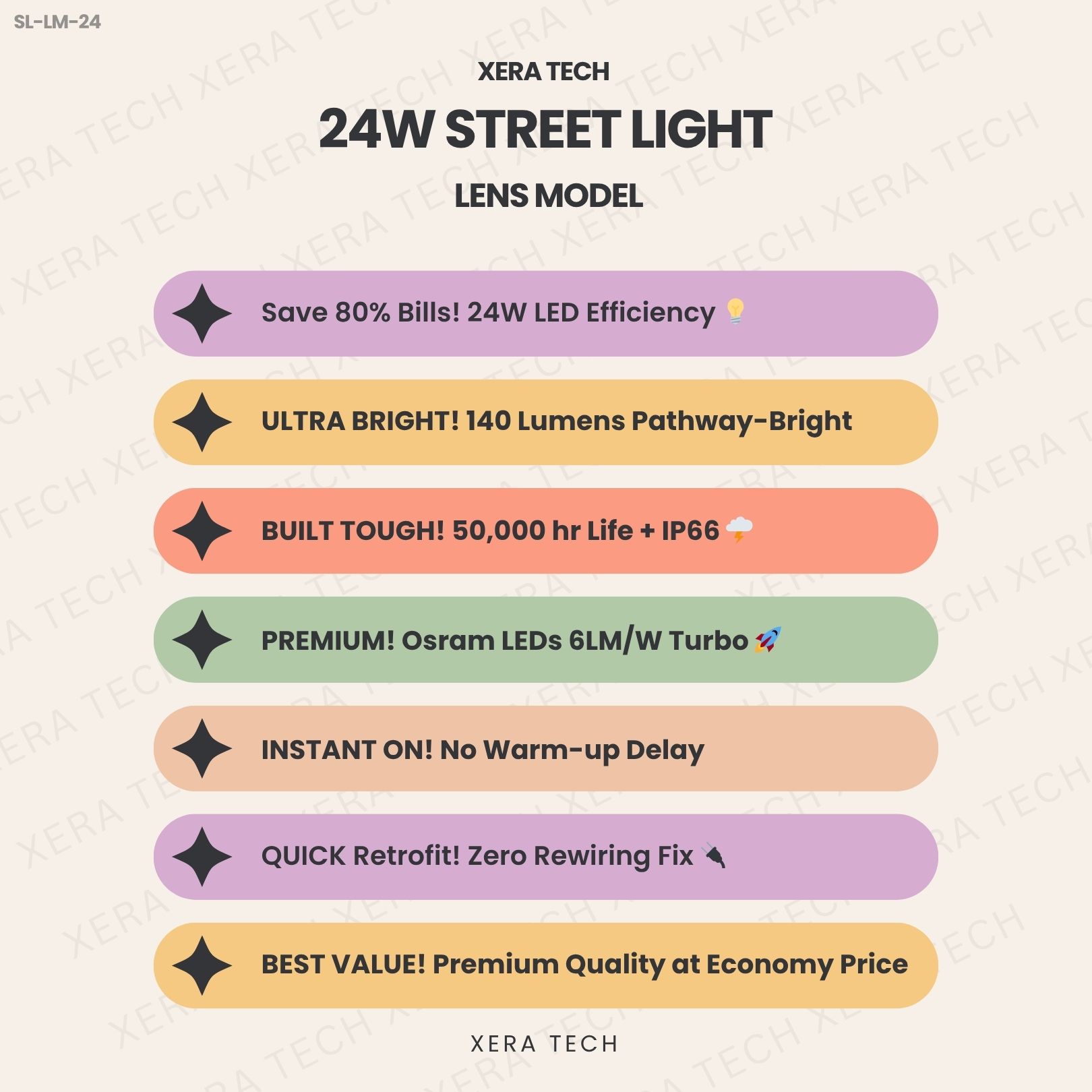 24W Street Light Lens Model - View 4