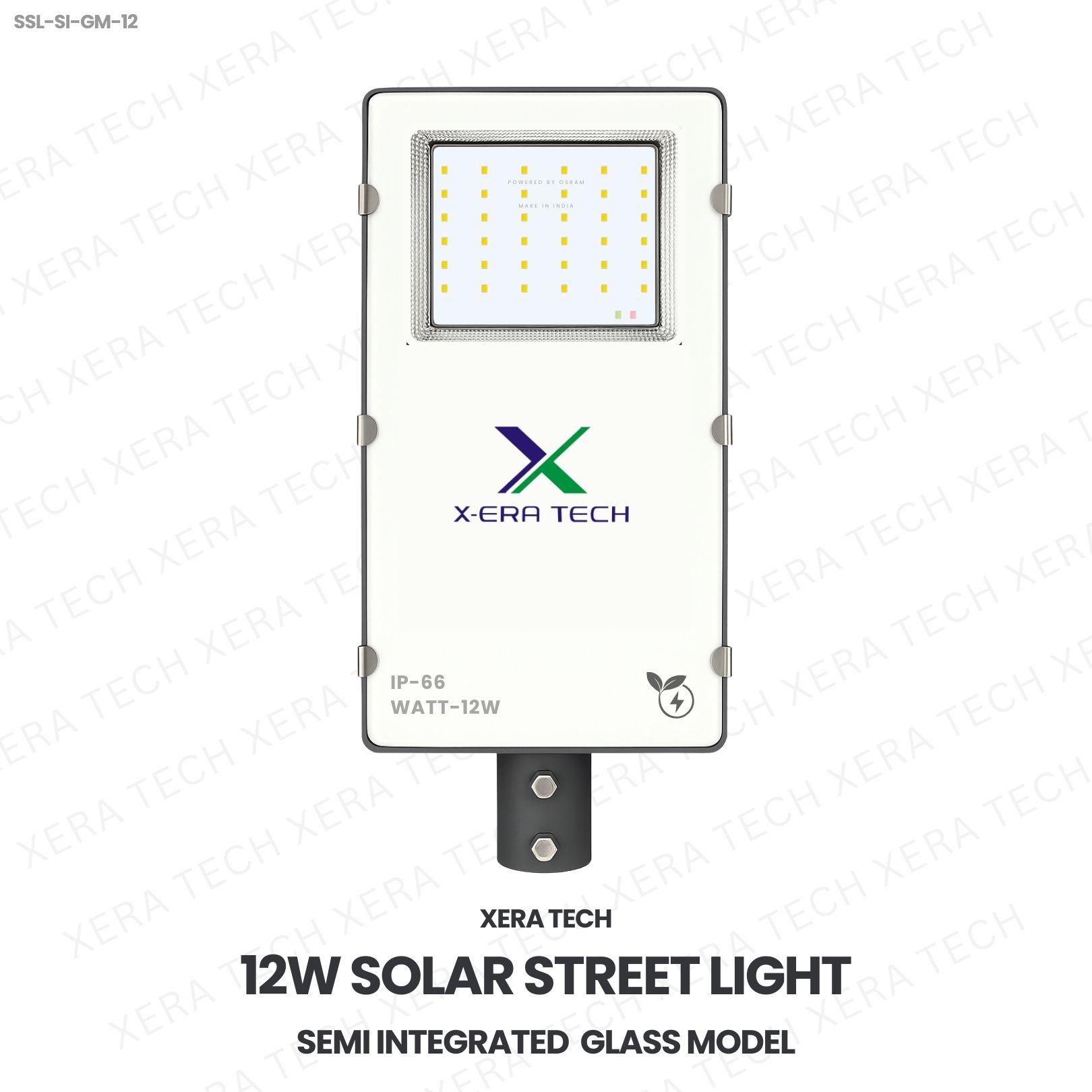 12W Solar Street Light Semi Integrated Glass Model