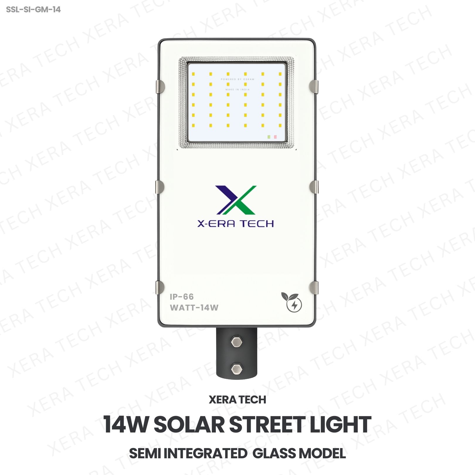 14W Solar Street Light Semi Integrated Glass Model