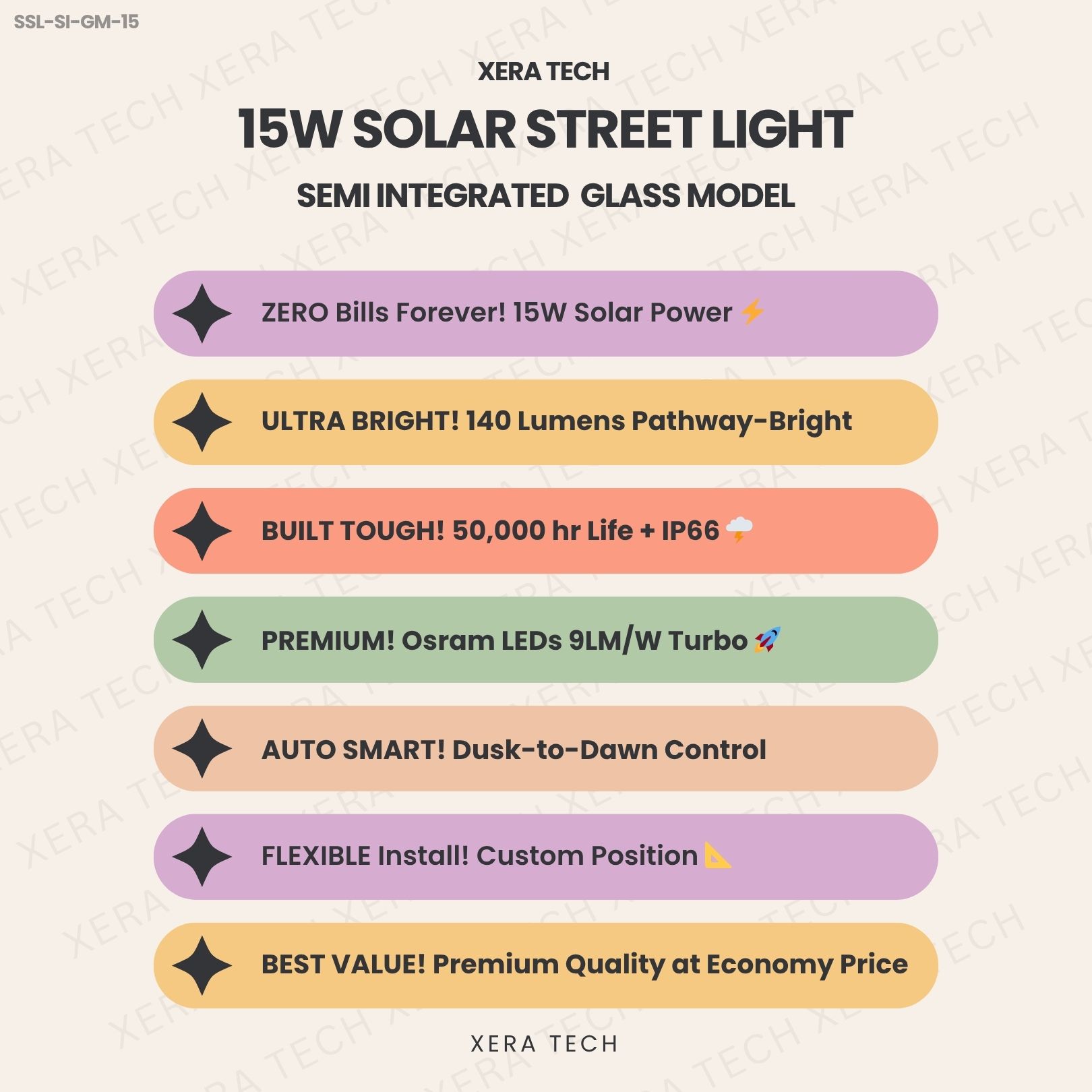 15W Solar Street Light Semi Integrated Glass Model - View 4