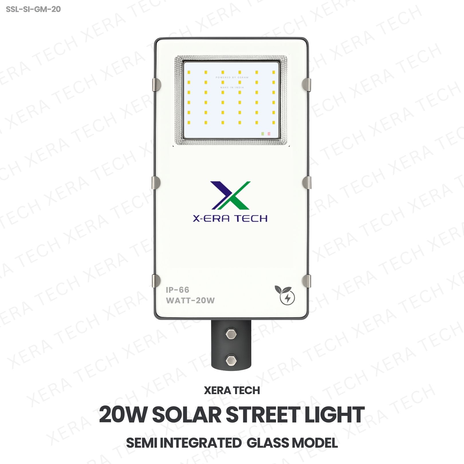 20W Solar Street Light Semi Integrated Glass Model