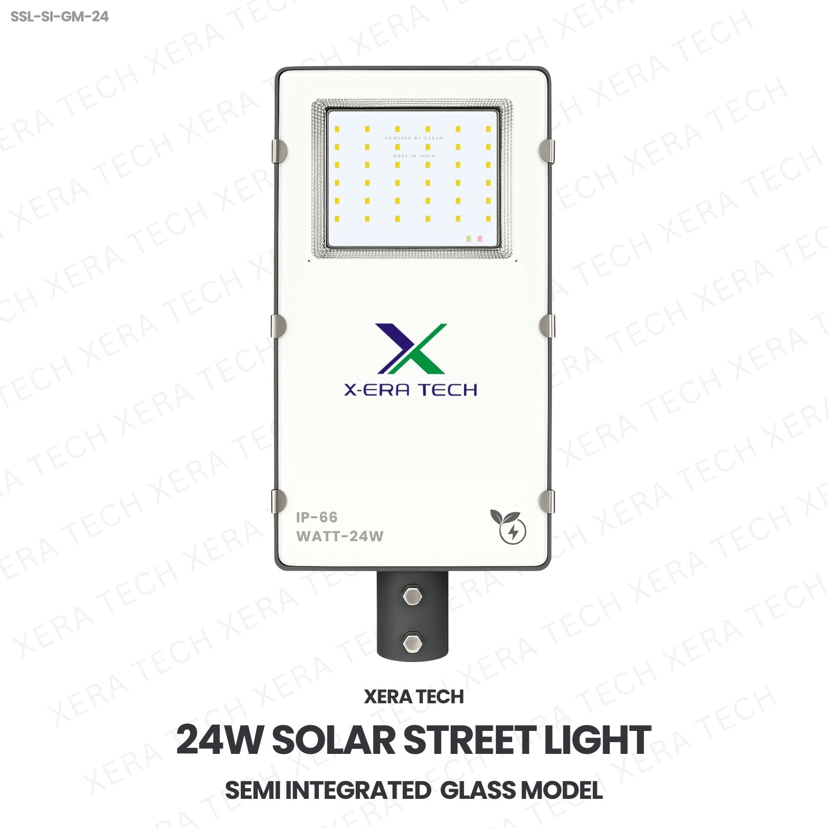 24W Solar Street Light Semi Integrated Glass Model