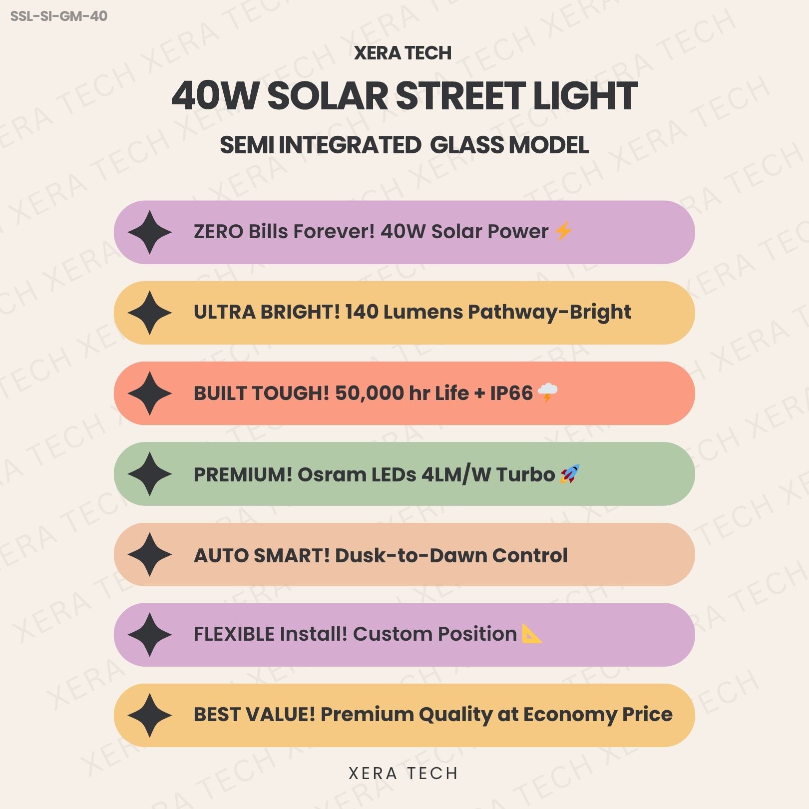 40W Solar Street Light Semi Integrated Glass Model - View 4