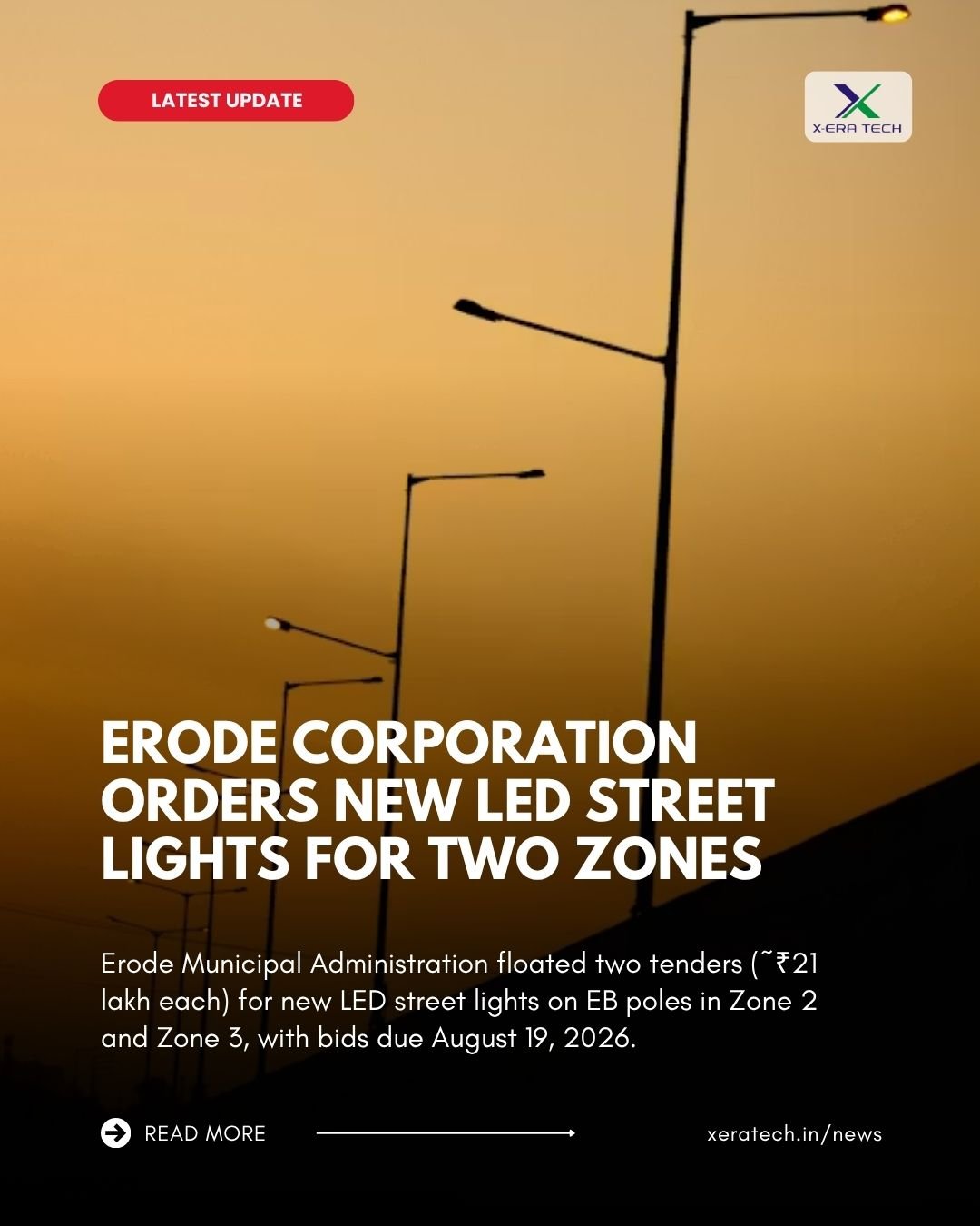 Erode Corporation Orders New LED Street Lights For Two Zones