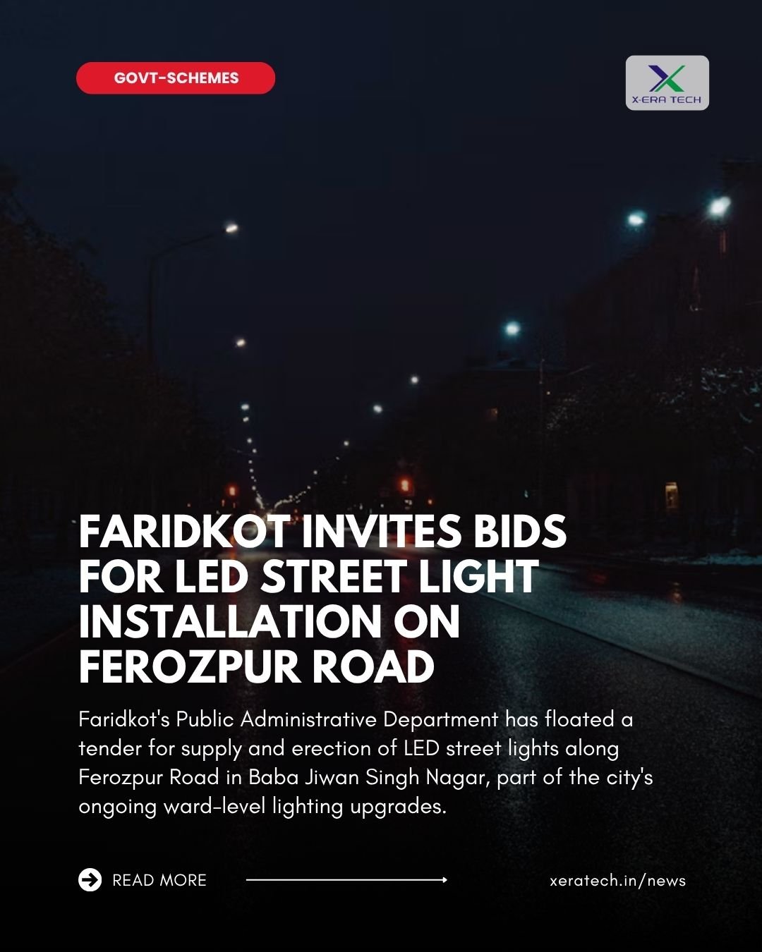 Faridkot Invites Bids for LED Street Light Installation on Ferozpur Road