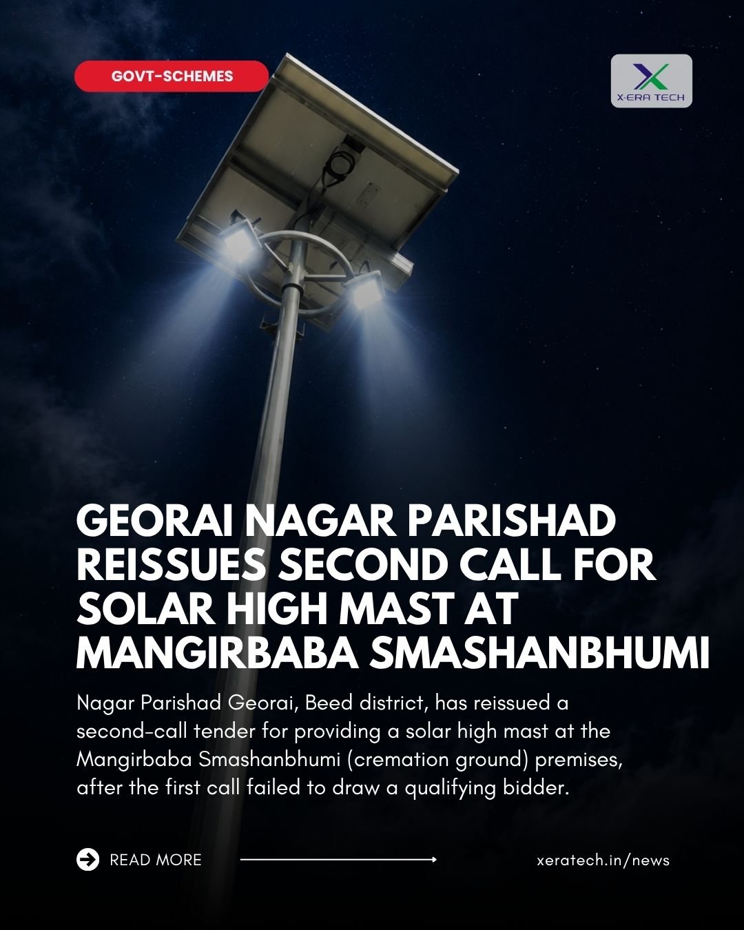 Georai Nagar Parishad Reissues Second Call for Solar High Mast at Mangirbaba Smashanbhumi