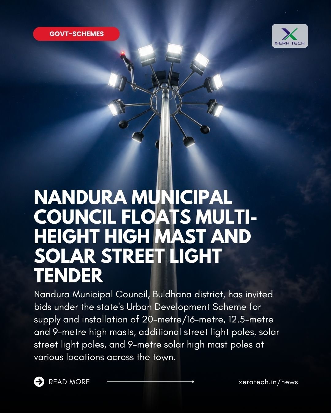 Nandura Municipal Council Floats Multi-Height High Mast and Solar Street Light Tender