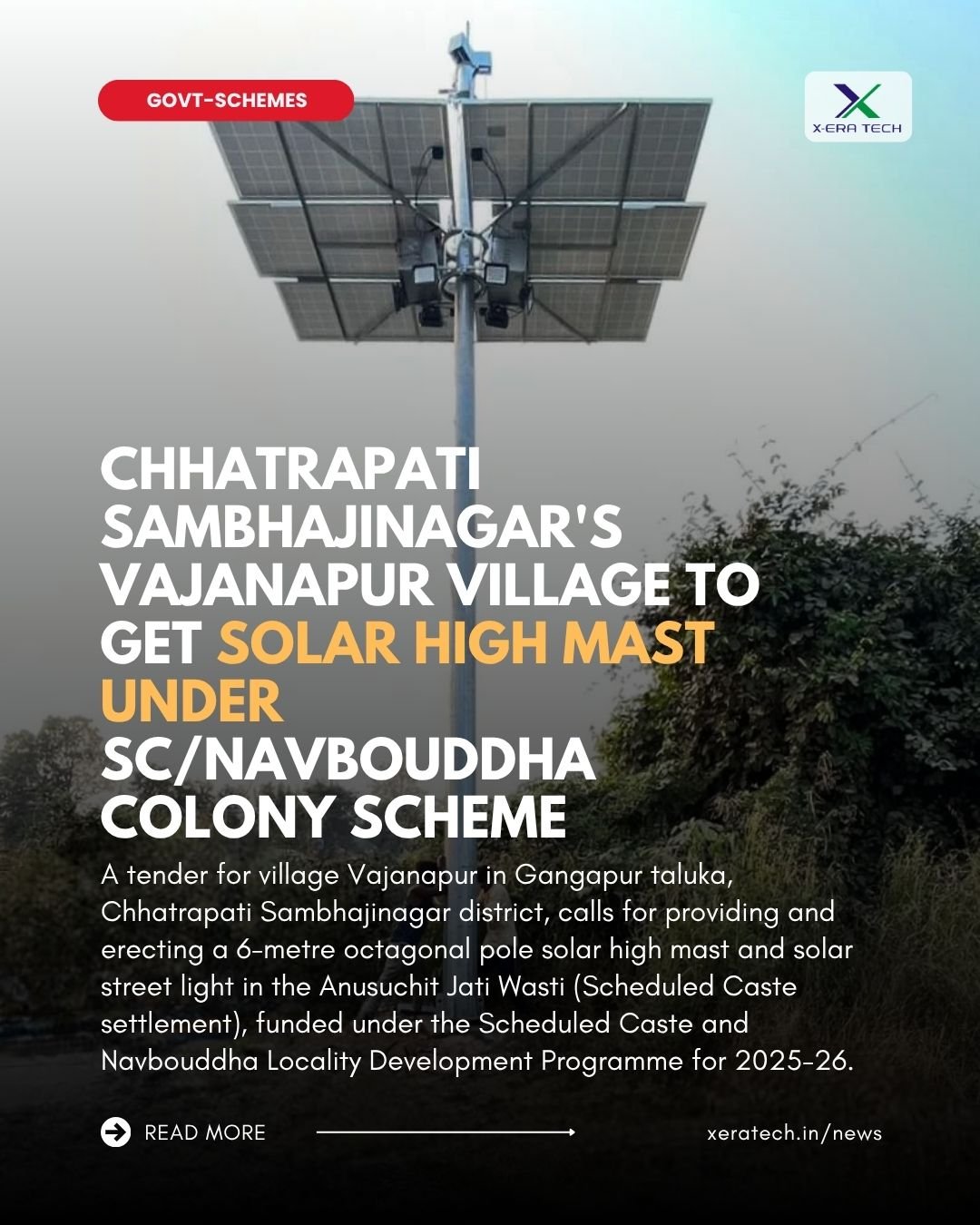 Chhatrapati Sambhajinagar's Vajanapur Village to Get Solar High Mast Under SC/Navbouddha Colony Scheme