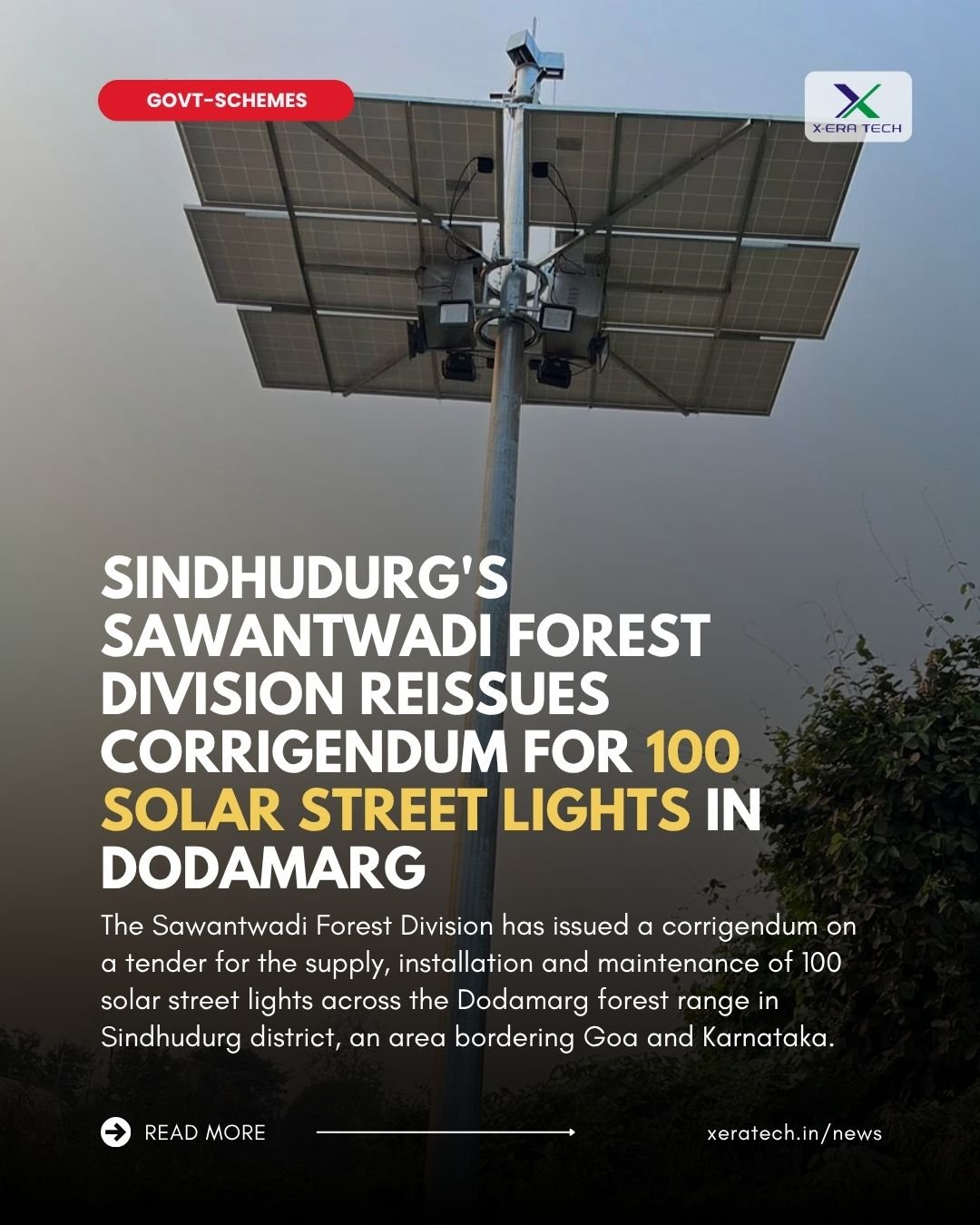 Sindhudurg's Sawantwadi Forest Division Reissues Corrigendum for 100 Solar Street Lights in Dodamarg