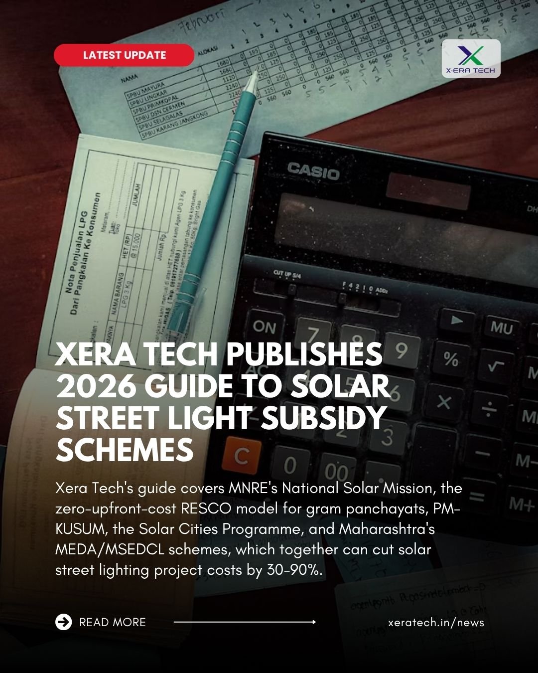 Xera Tech Publishes 2026 Guide To Solar Street Light Subsidy Schemes