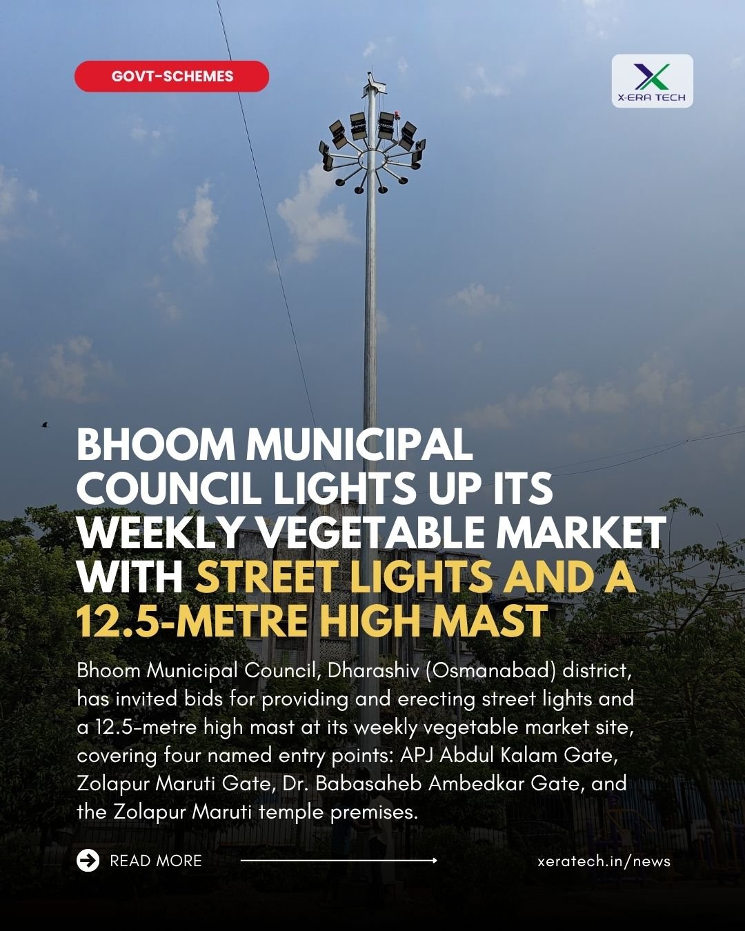 Bhoom Municipal Council Lights Up Its Weekly Vegetable Market With Street Lights and a 12.5-Metre High Mast