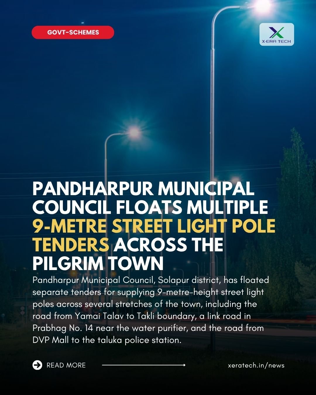 Pandharpur Municipal Council Floats Multiple 9-Metre Street Light Pole Tenders Across the Pilgrim Town
