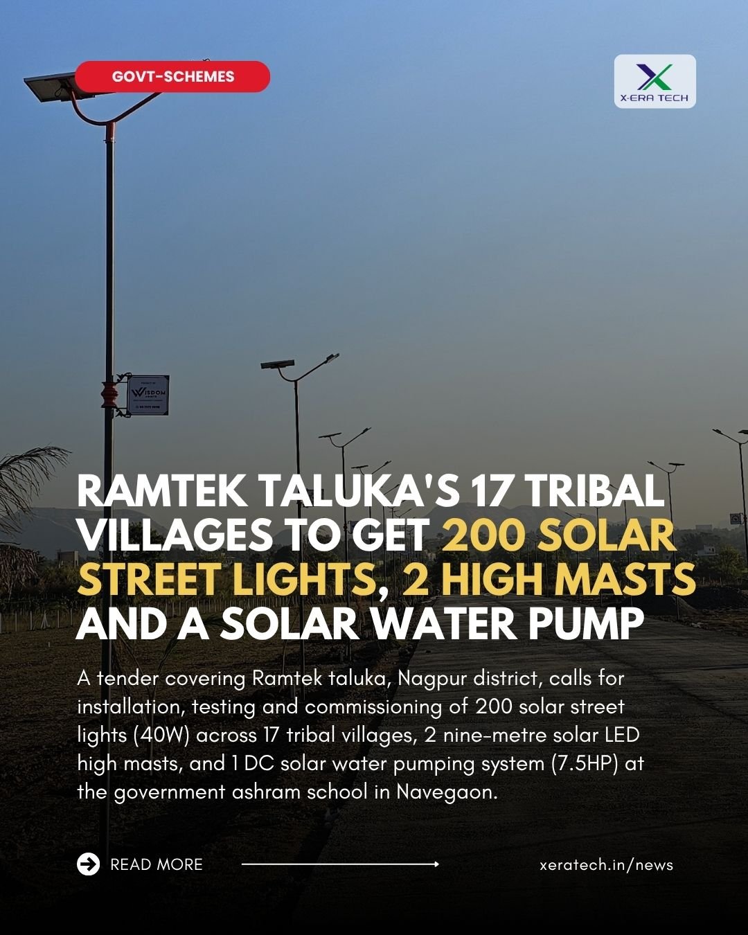 Ramtek Taluka's 17 Tribal Villages to Get 200 Solar Street Lights, 2 High Masts and a Solar Water Pump