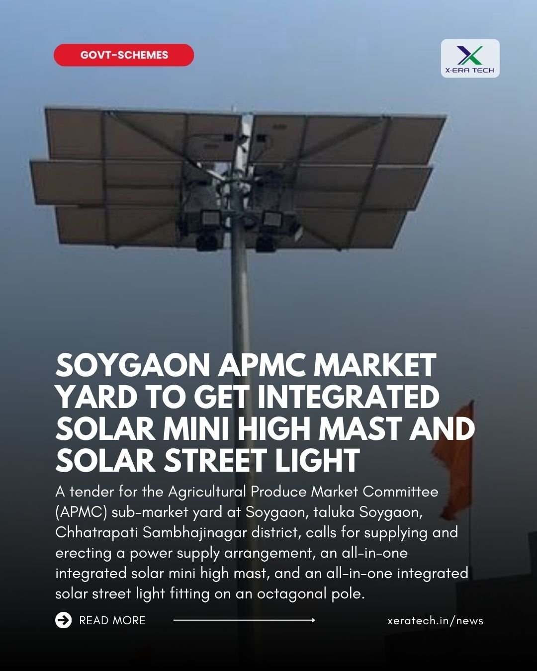 Soygaon APMC Market Yard to Get Integrated Solar Mini High Mast and Solar Street Light