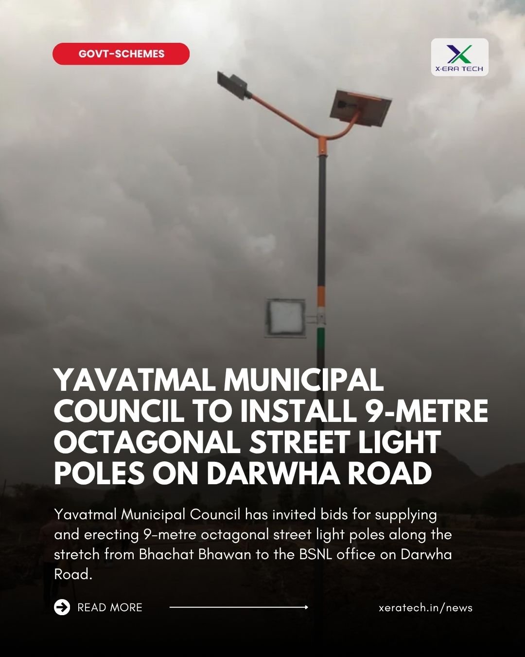 Yavatmal Municipal Council to Install 9-Metre Octagonal Street Light Poles on Darwha Road