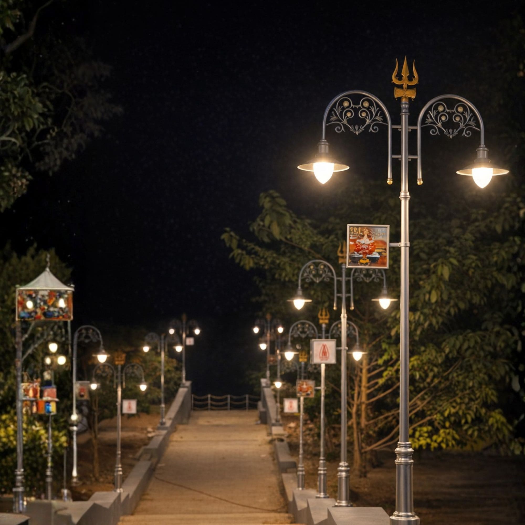 Trishul theme Decorative Street Light at Shree Rameshwar Temple thumbnail 3