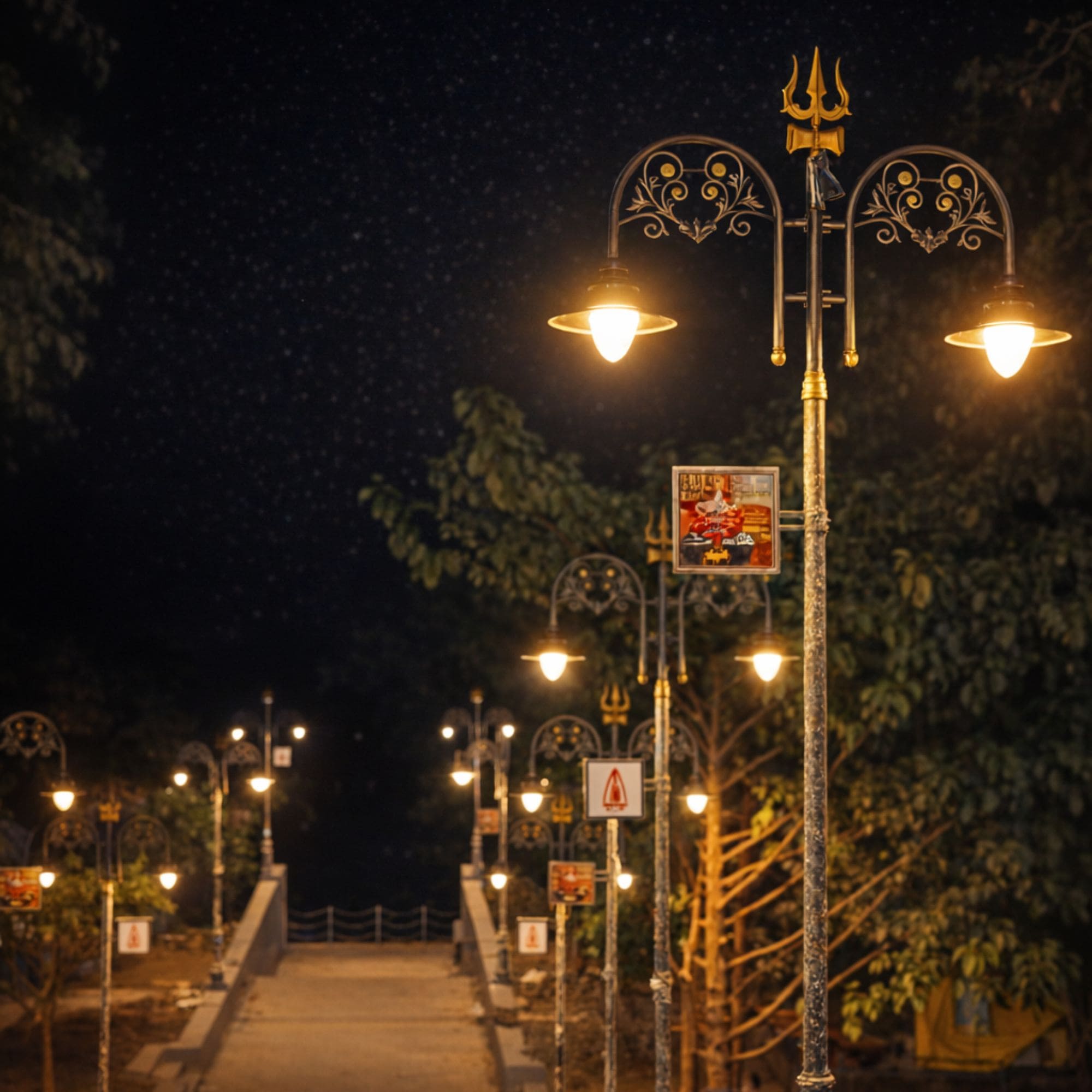Trishul theme Decorative Street Light at Shree Rameshwar Temple thumbnail 5
