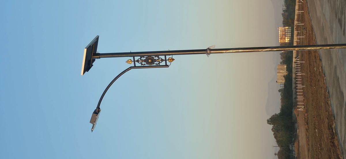 Xeratech decorative solar street light at night in Nashik